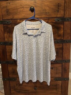 Men's Light Blue Printed Polo Shirt